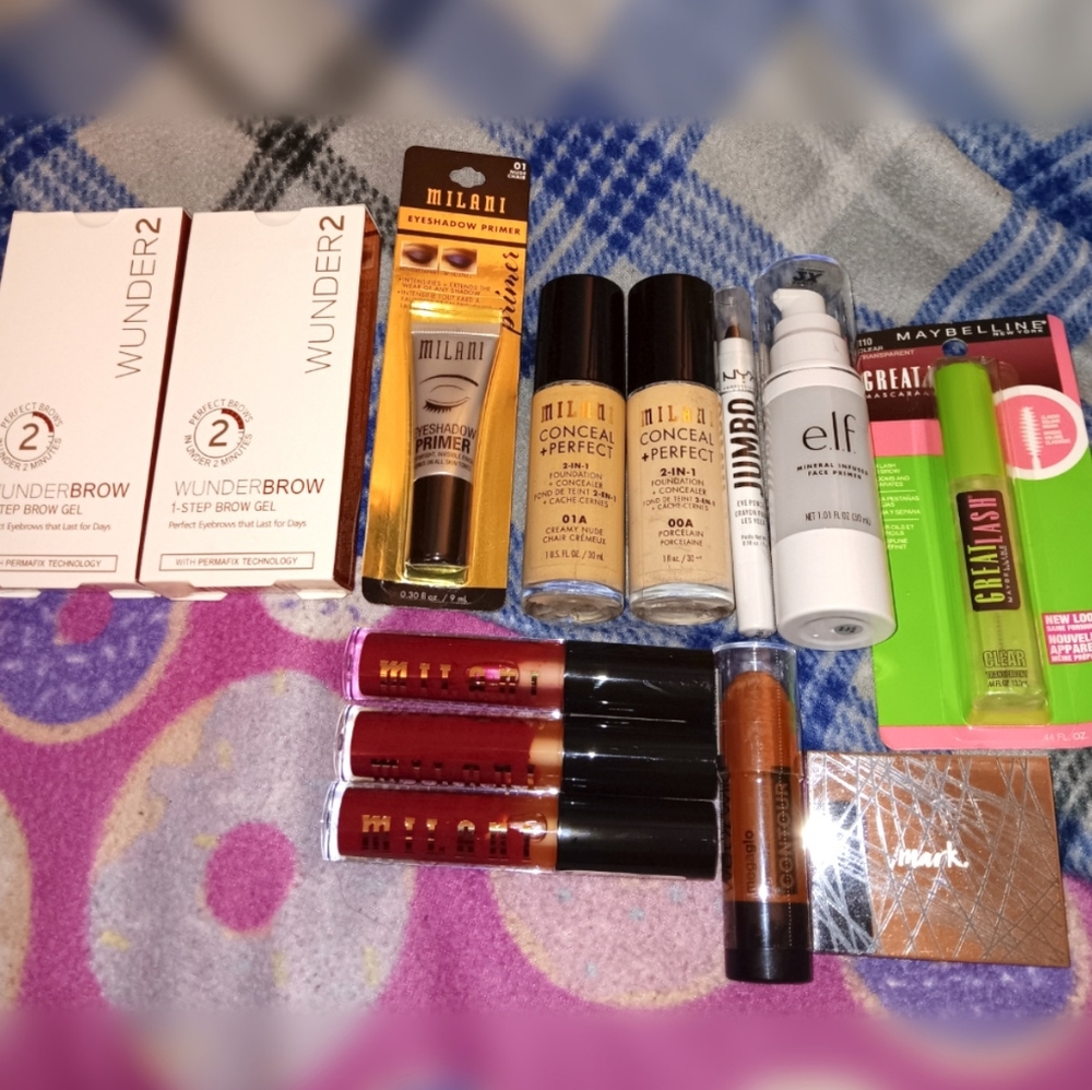 13 Piece Makeup Lot -Milani, Maybelline, NYX, Wet N' Wild, ELF, WunderBrow, Mark